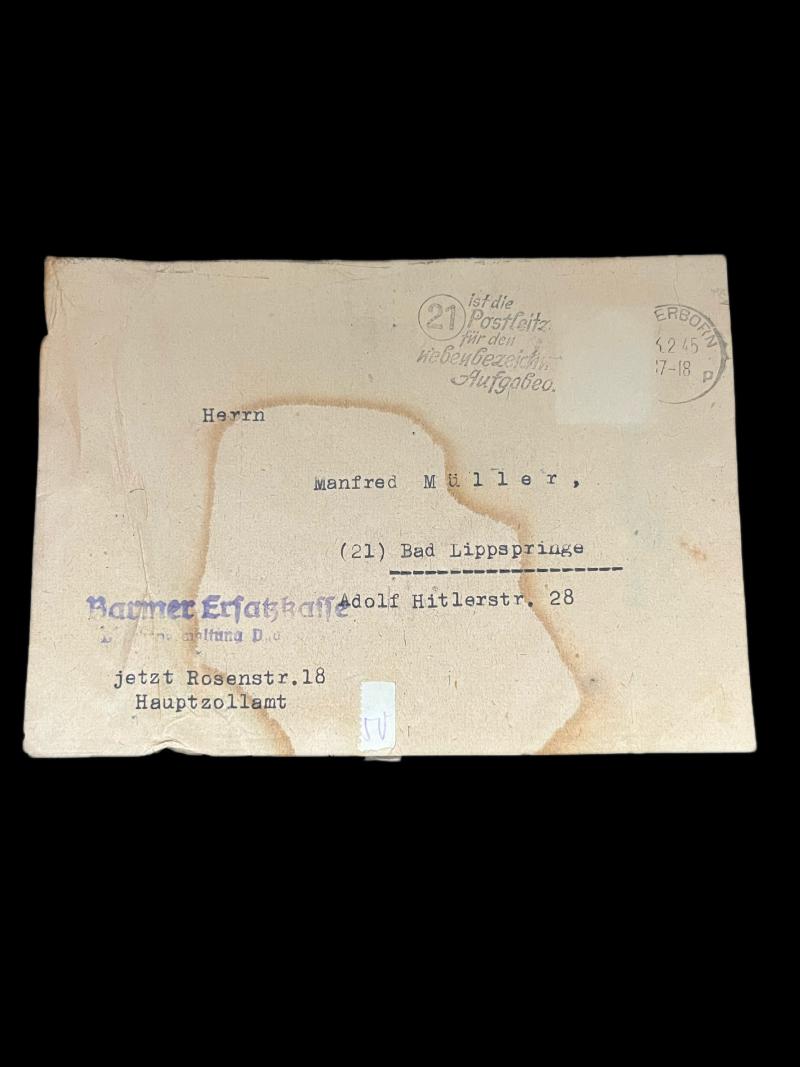 WW2 GERMAN HEALTH INSURANCE FUND DOCUMENT