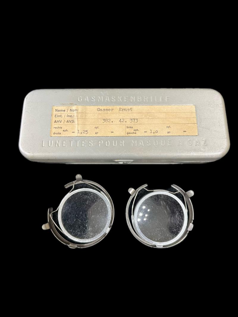 SET OF GERMAN GAS MASK GLASSES LENSES IN TIN