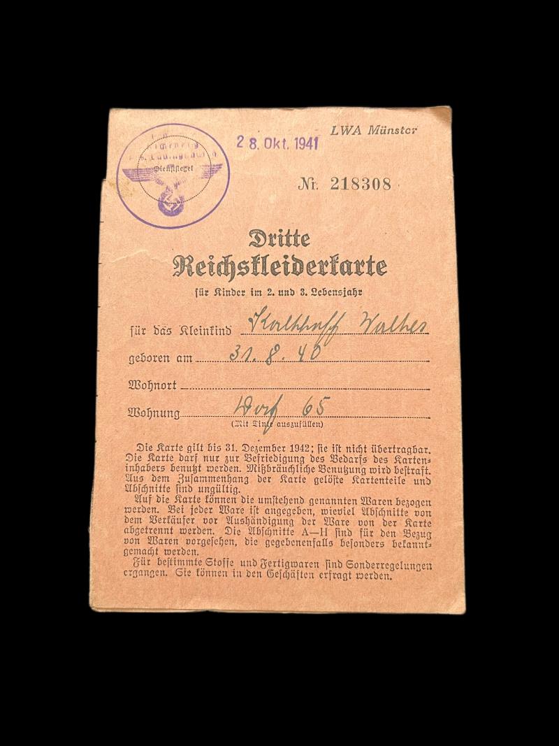Chase Militaria | WW2 GERMAN CLOTHING CARD