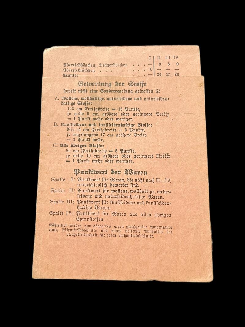 Chase Militaria | WW2 GERMAN CLOTHING CARD