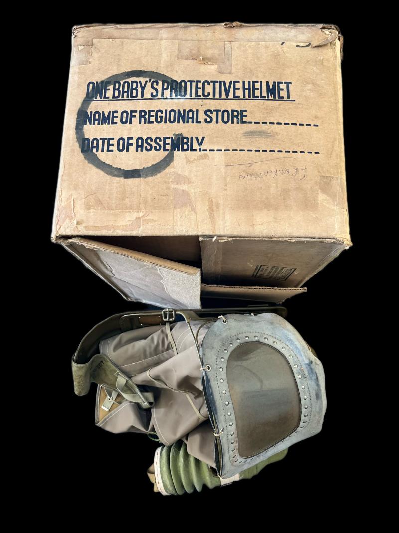 WW2 BRITISH BABY'S GAS MASK IN ORIGINAL BOX