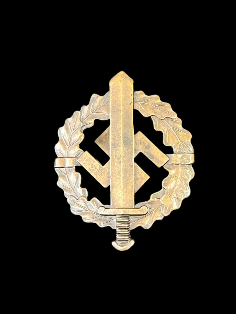 WW2 GERMAN SA SPORTS BADGE IN BRONZE (LOW SERIAL NUMBER)