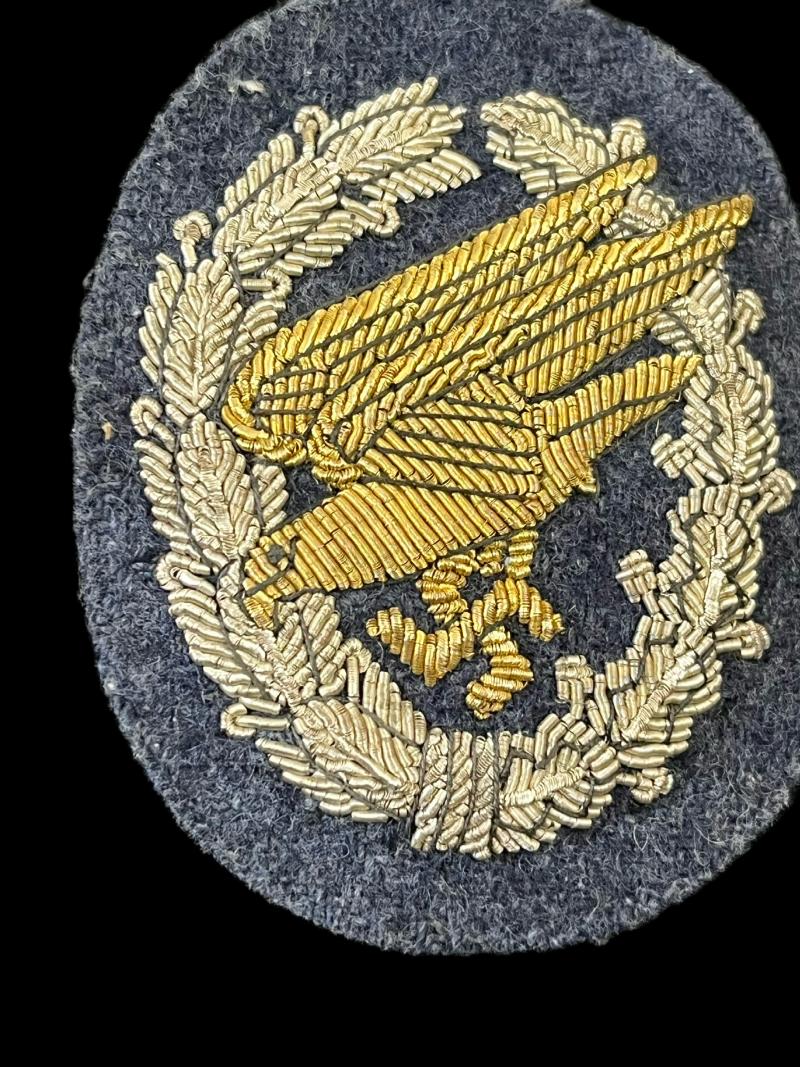 WW2 GERMAN FALLSCHIRMJAGER OFFICERS BULLION PATCH