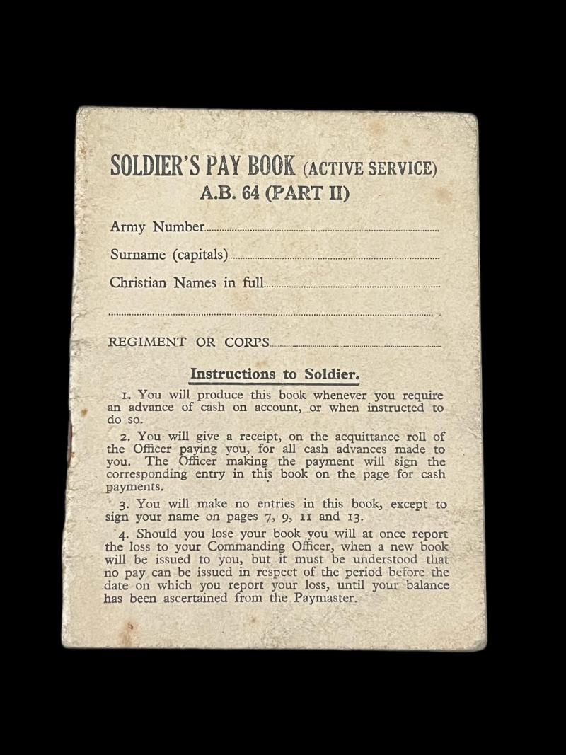 UN-USED SOLDIER'S PAY BOOK