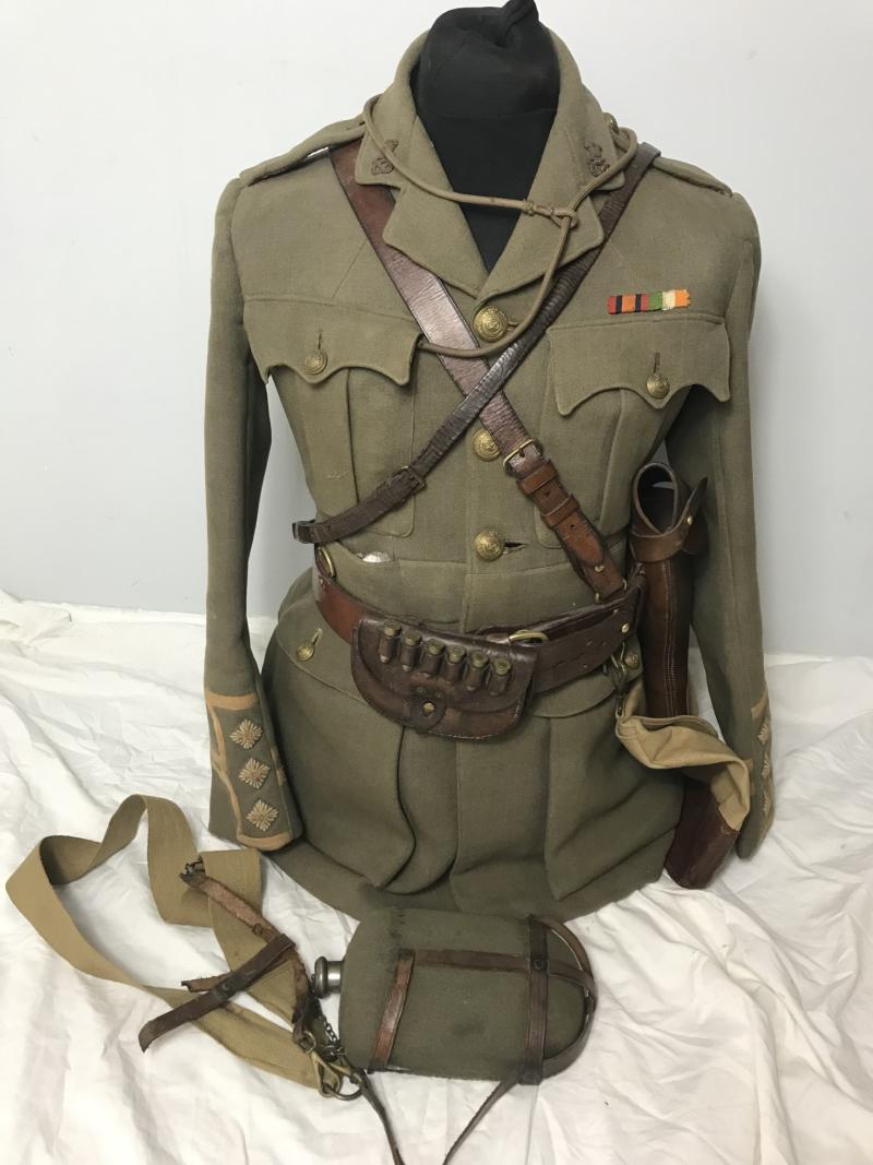 7TH NORTH STAFFORSHIRE REGT. CAPTAIN RAYMOND LINAY ARMES WW1 OFFICER'S TUNIC AND ACCESORIES (WITH HISTORY)