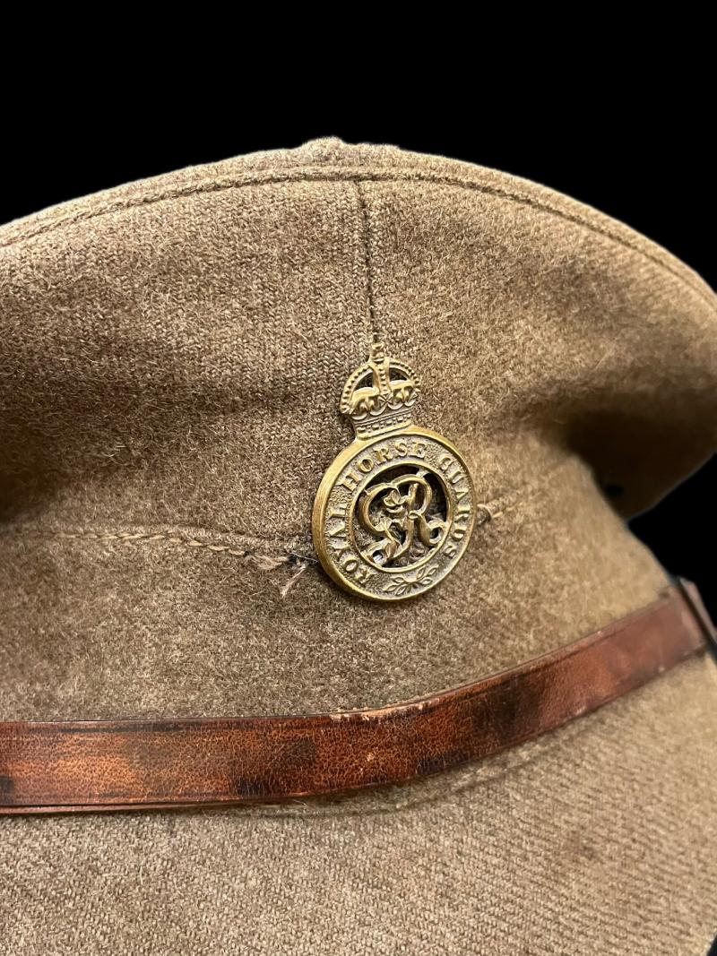 WW1 1917 DATED BRITISH ROYAL HORSE GUARDS 1905 STIFF PATTERN CAP