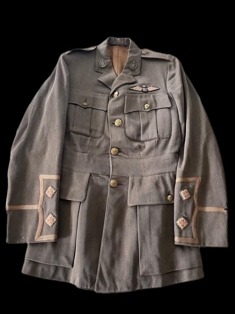 RARE WW1 CANADIAN RFC (ROYAL FLYING CORP) CUFF RANK TUNIC (NAMED) (WITH HISTORY)