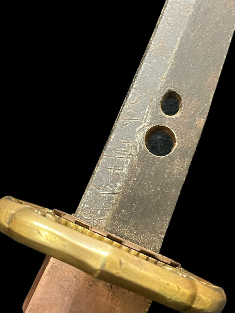 WW2 JAPANESE OFFICER'S SIGNED HILT KATANA SWORD & SCABBARD & LETTER OF RETENTION