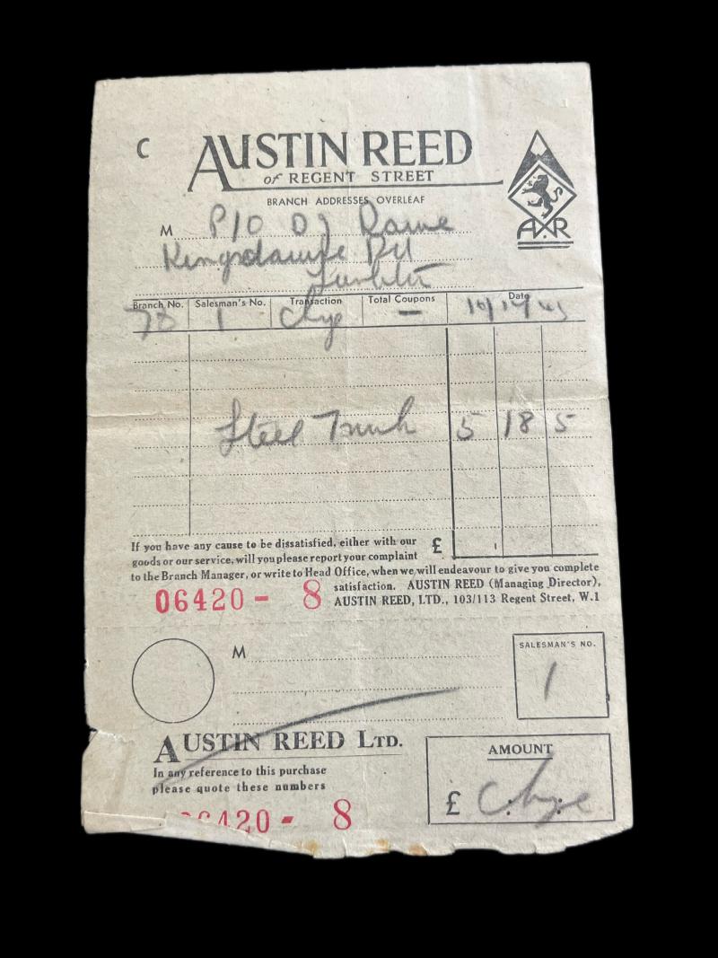 WW2 AUSTIN REED TAILOR RECEIPT