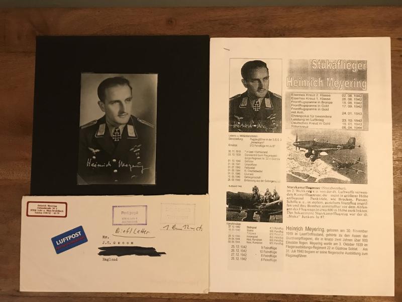 SIGNATURE OF WW2 GERMAN STUKA PILOT HEINRICH MEYERING