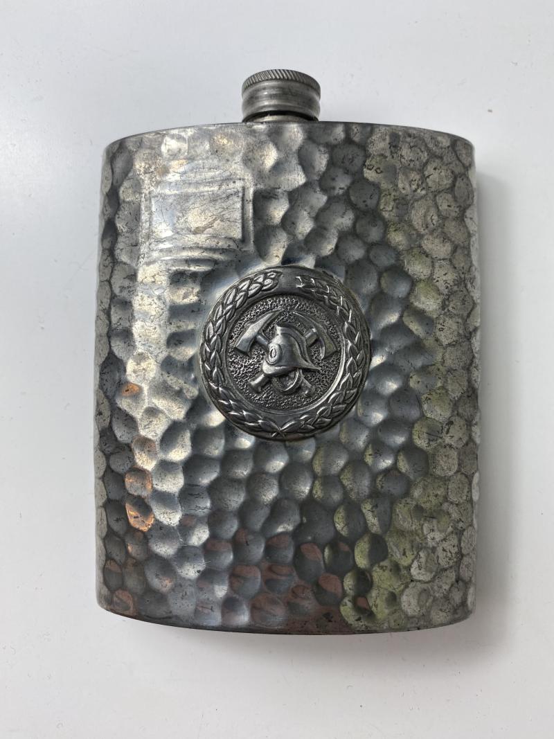 ENGLISH PEWTER SHEFFIELD ENGLAND FIREMAN FLASK