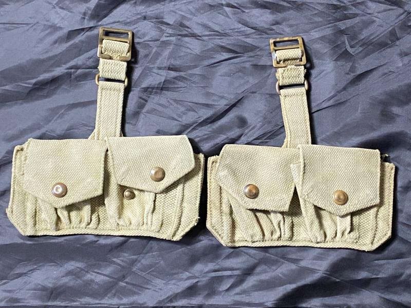 A SET WW2 BRITISH 37 PATTERN AMMO POUCHES