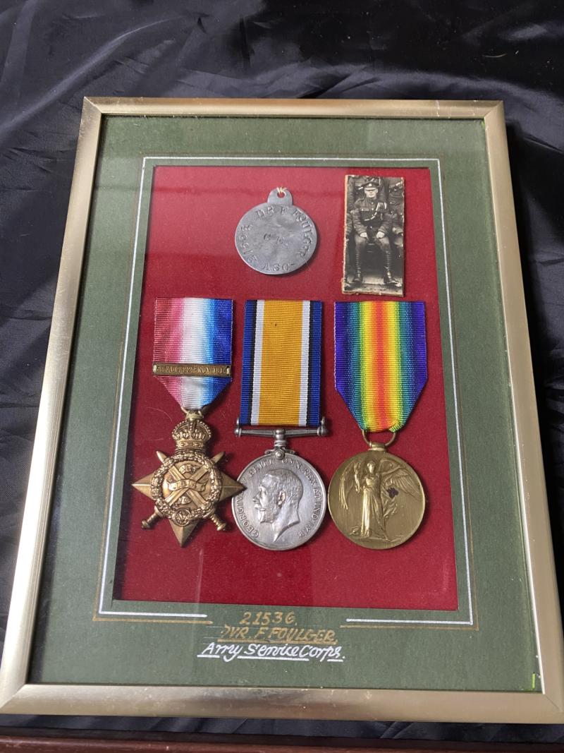 WW1 COLLECTION OF MEDALS AND A ACT OF GALLANTRY LETTER TO A  CORPORAL F FOULGER 21536