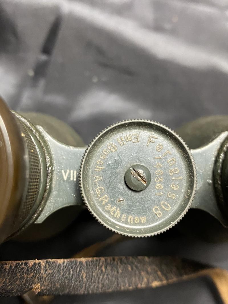 WW1 GERMAN EMIL BUSCH A-G RATHENOW, FERNGLAS 08, MILITARY BINOCULARS WITH MATCHING CASE