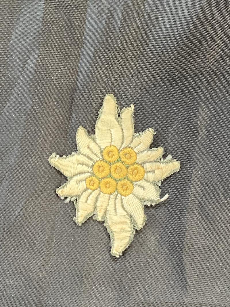 WW2 GERMAN OFFICER'S CLOTH EDELWEISS BADGE