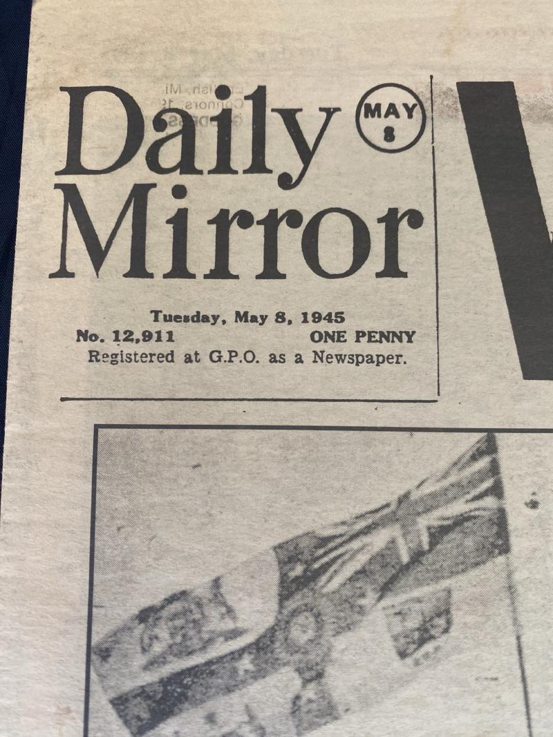 Chase militaria daily mirror tuesday may 8th 1945 ve day newspaper