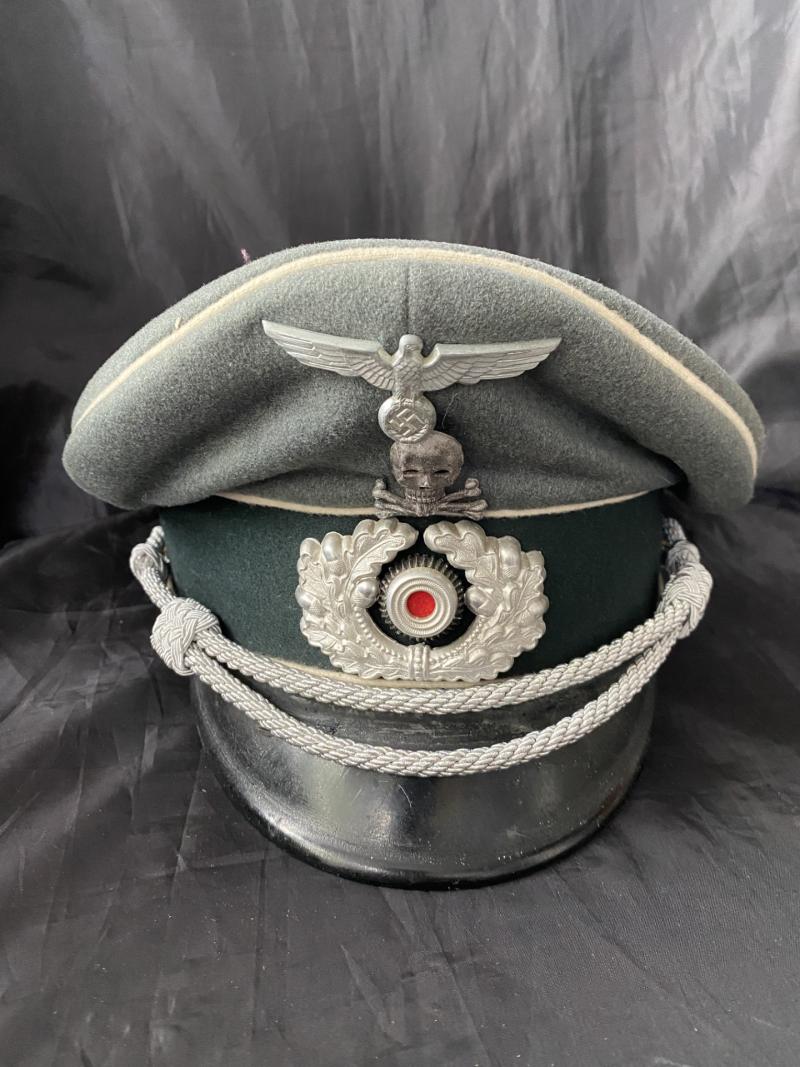 RARE WW2 GERMAN BRUNSWICK 17TH INFANTRY REGIMENT OFFICER'S VISOR CAP (RARE MAKER)