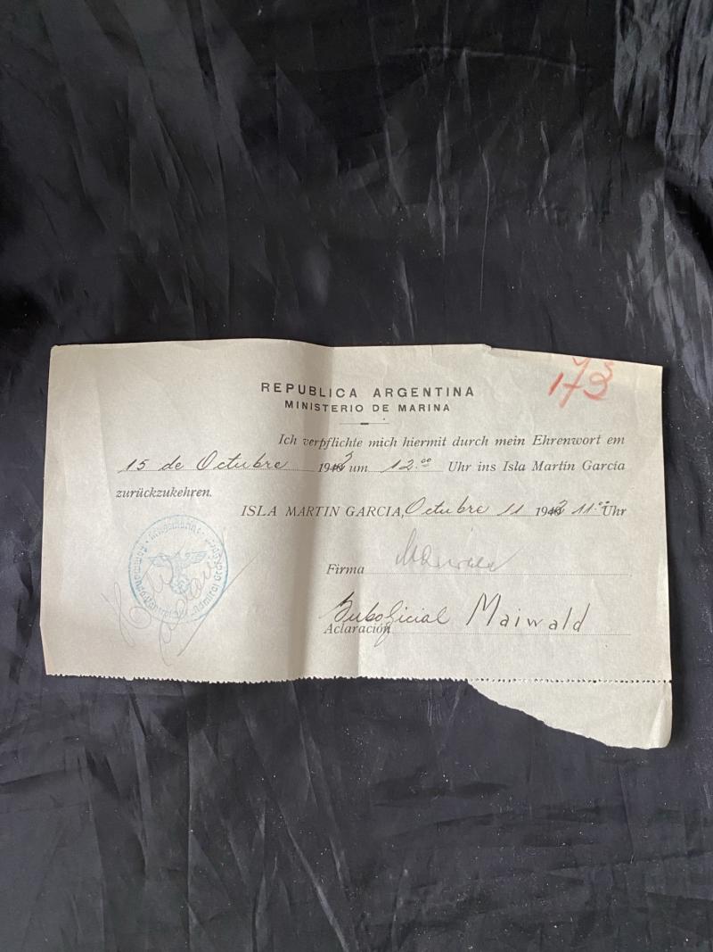 WW2 GERMAN (REPUBLICA  ARGENTINA) LEAVE PASS