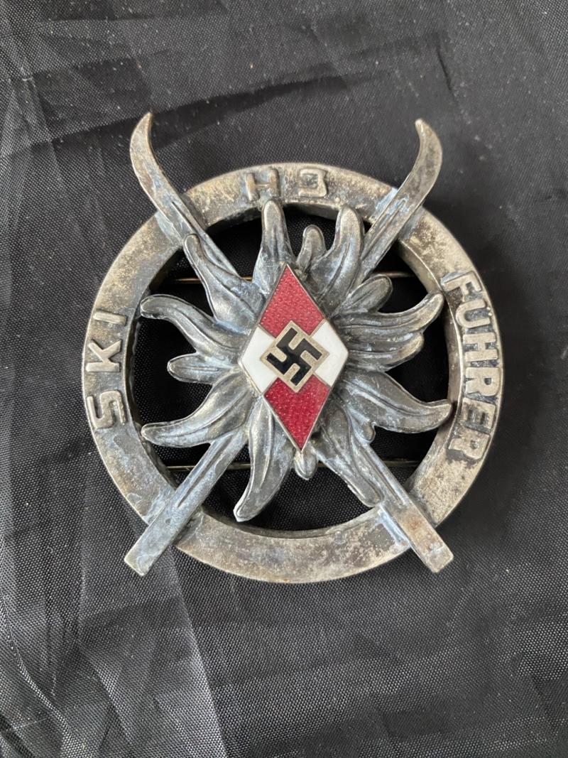 WW2 GERMAN HITLER YOUTH FUHRER SKI BADGE