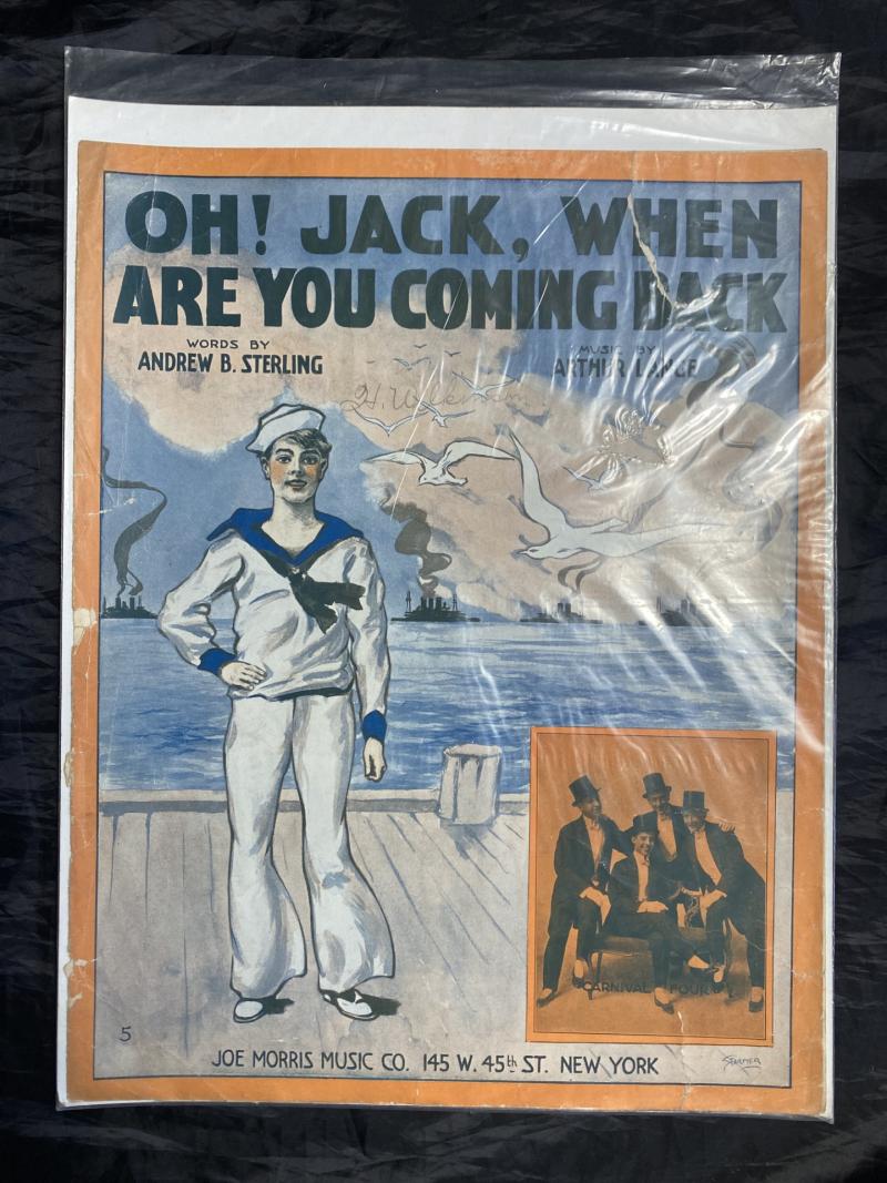 OH! JACK, WHEN ARE YOU COMING BACK SONG SHEET