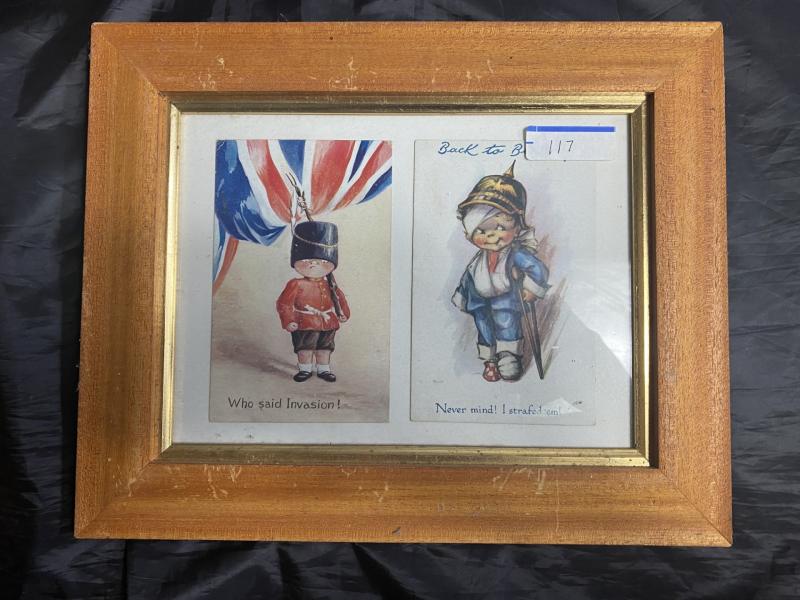 TWO FRAMED POSTCARDS DEPICTING CHILDREN IN UNIFORM