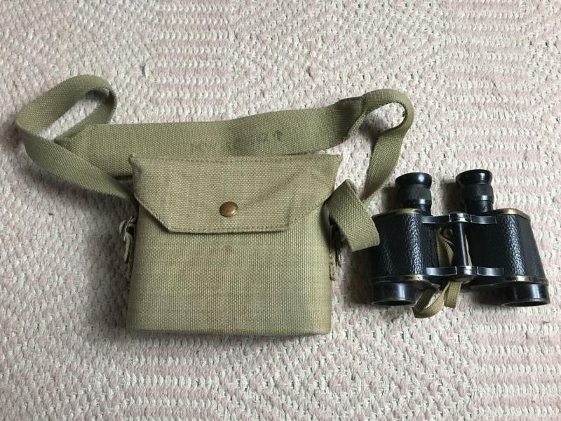 WW2 BRITISH NO.2 MKIII 6X30 BINOCULARS & 37 PATTERN CARRYING CASE