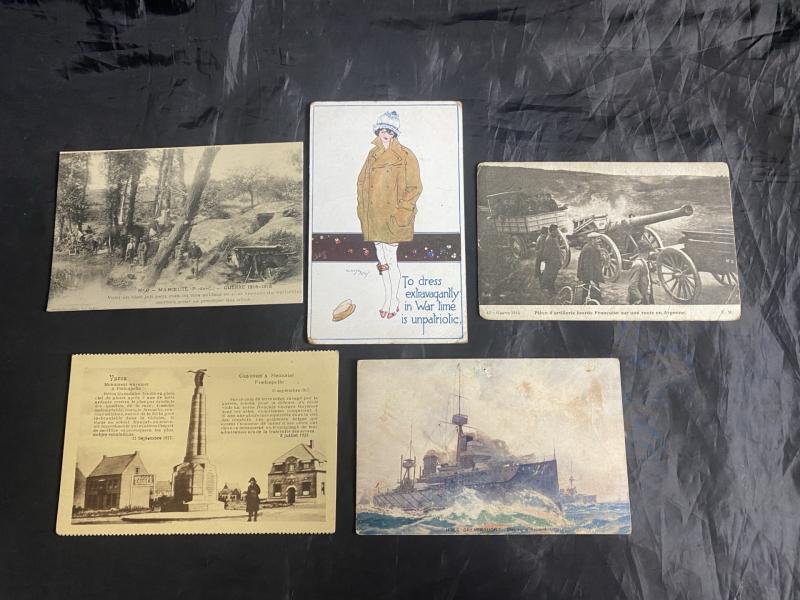 5 X WW1 POSTCARDS