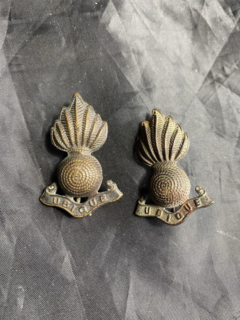 WW2 BRITISH ROYAL ARTILLERY COLLAR BADGES