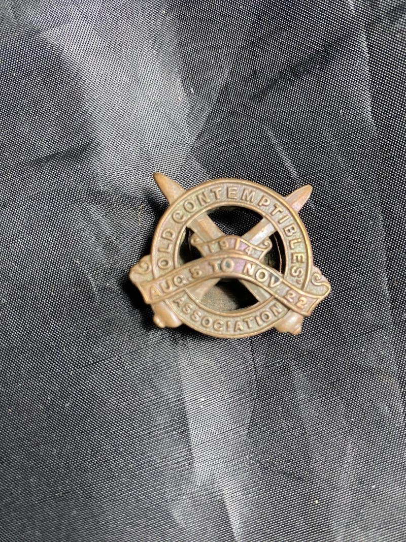 WW1 1914 OLD CONTEMPTIBLES ASSOCIATION VETERANS LAPEL BADGE