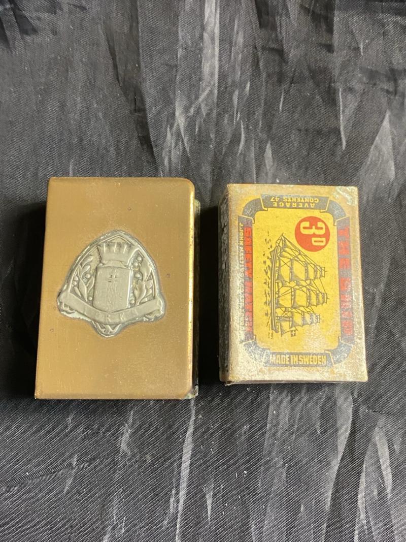 WW1 SWEDISH MATCHES WITH A BRASS PROTECTOR