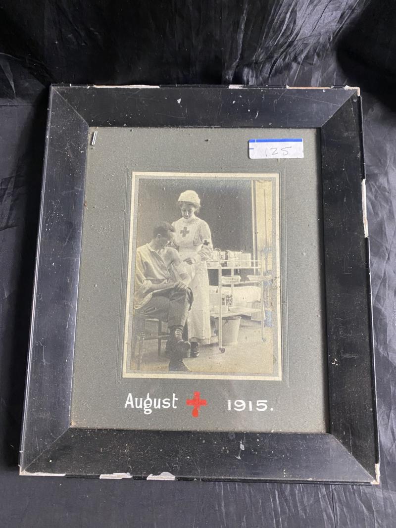 WW1 AUGUST 1915 FRAMED PICTURE OF A NURSE