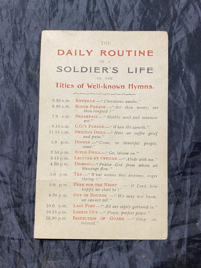 THE DAILY ROUTINE OF A SOLDIERS LIFE POSTCARD