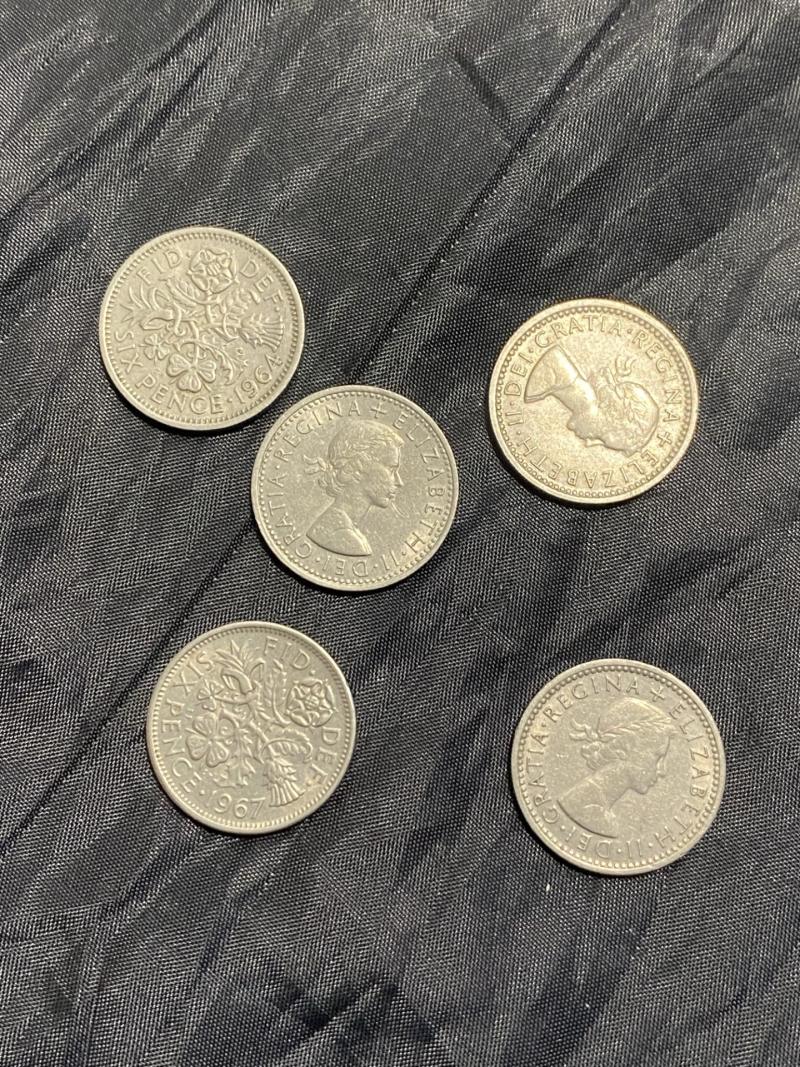 5 X 6 PENCE COINS