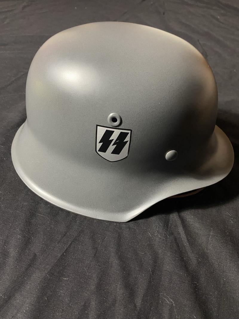 REPRODUCTION WW2 GERMAN SS POLICE DOUBLE DECAL  HELMET