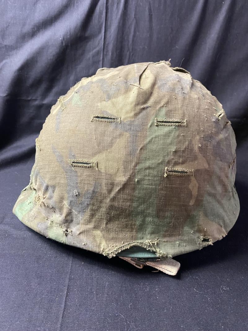 U.S. M1 HELMET WITH WOODLAND CAMO COVER