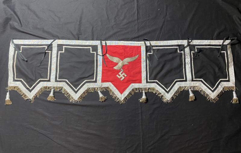 RARE WW2 GERMAN LUFTWAFFE FLAK 5 PANEL DRUM BANNER