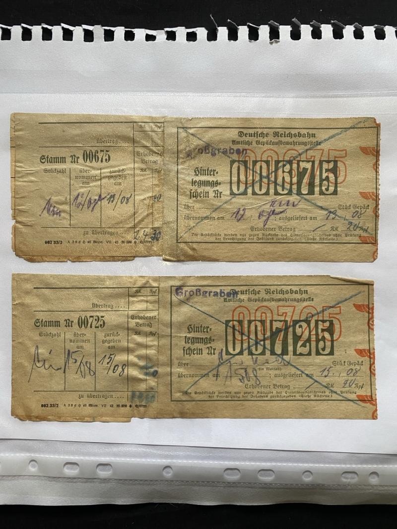 2 X WW2 GERMAN REICHSBAHN TRAIN TICKETS