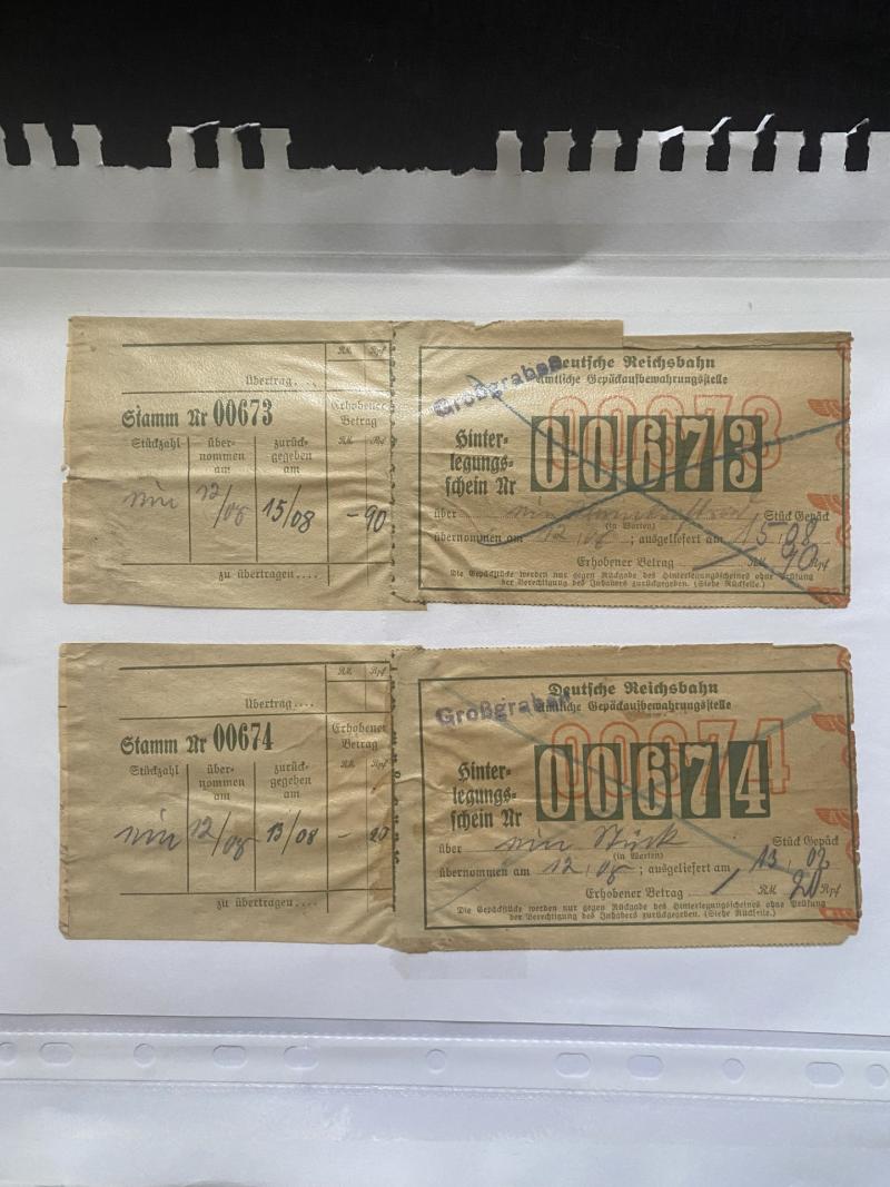 2 X WW2 GERMAN REICHSBAHN TRAIN TICKETS