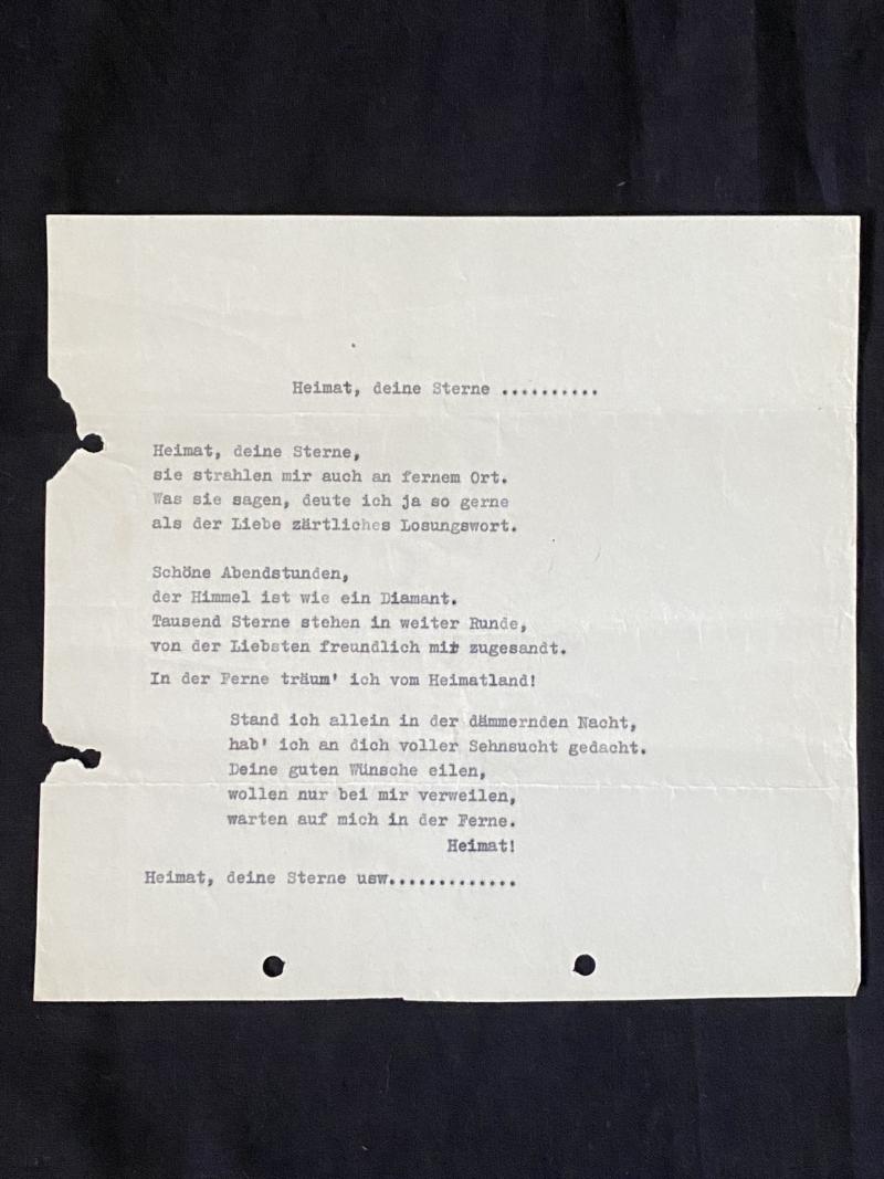 WW2 GERMAN SONG SHEET 