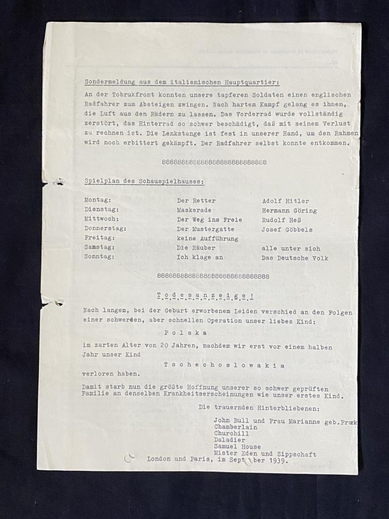 WW2 GERMAN SONGSHEETS AND LETTER