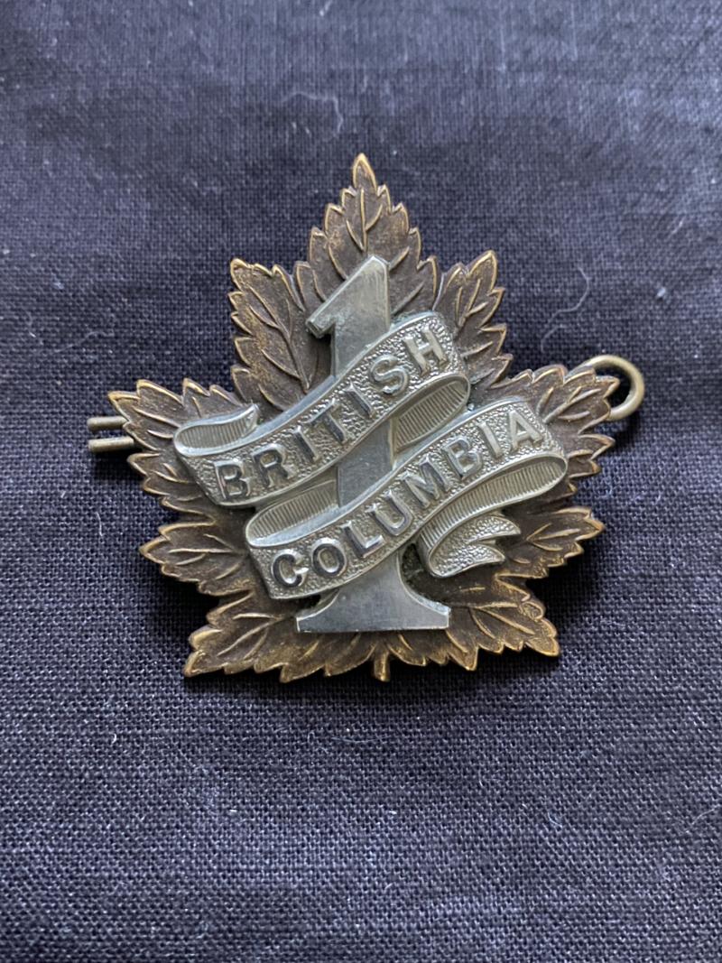 WW1 CANADIAN 1ST BATTALION BRITISH COLUMBIA REGIMENT OF CANADA DEF CAP BADGE