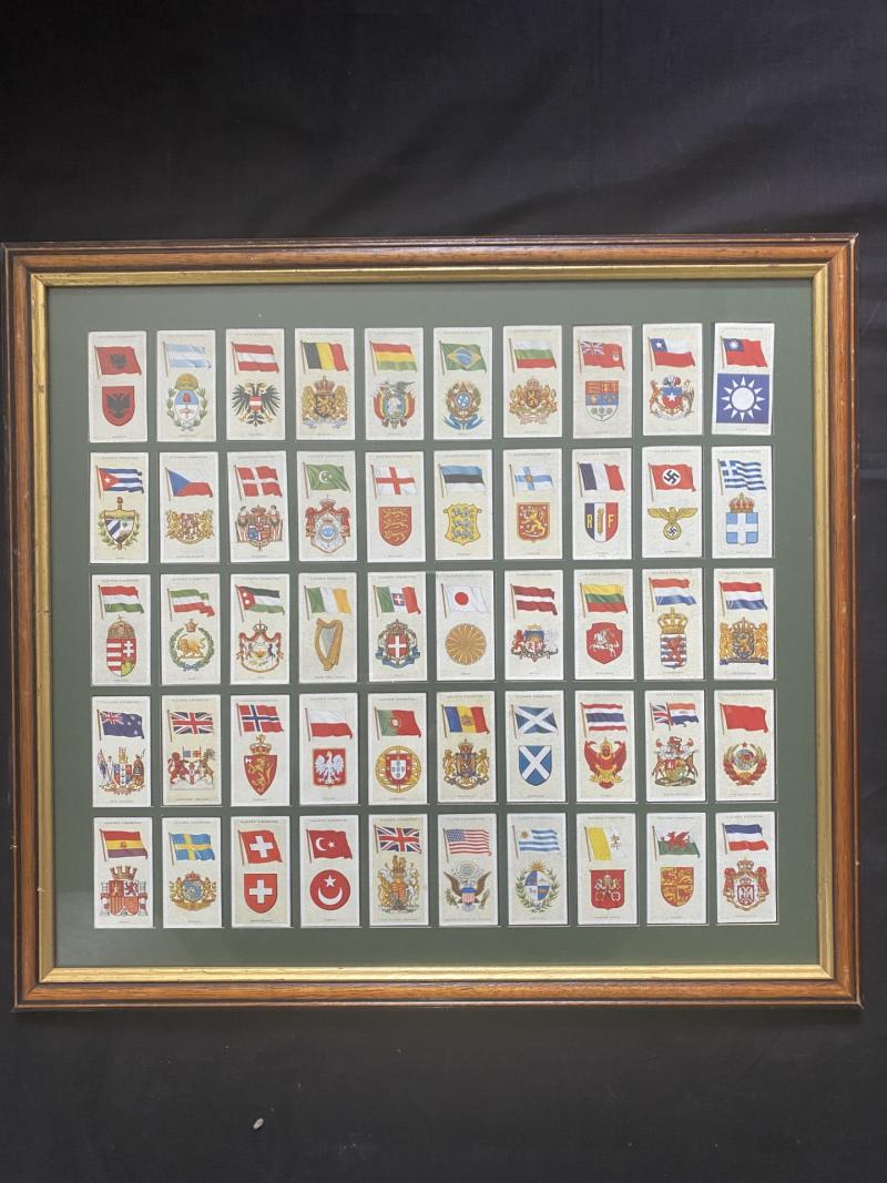FRAMED NATIONAL FLAGS & ARMS CIGARETTE CARDS