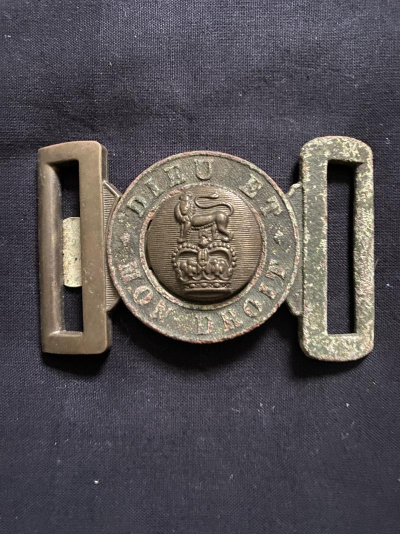 BRITISH DIEU ET MON DROIT BRASS BELT BUCKLE