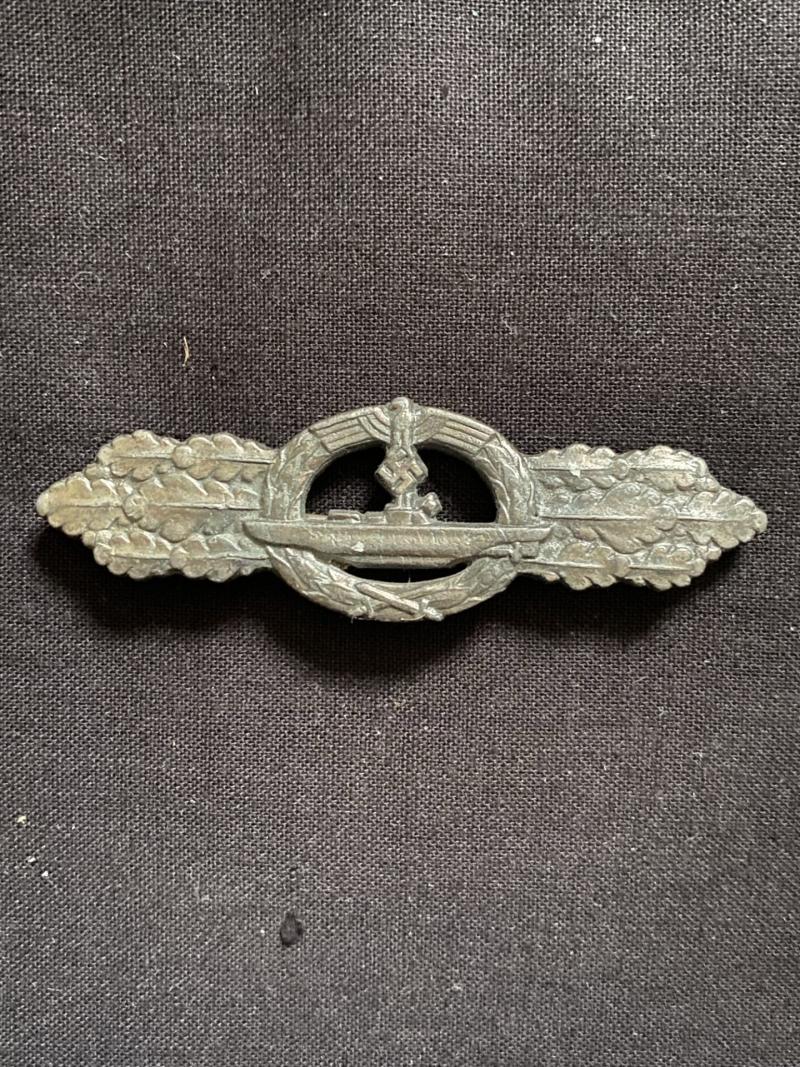 REPRODUCTION 1950s MADE WW2 GERMAN U BOAT COMBAT CLASP IN SILVER