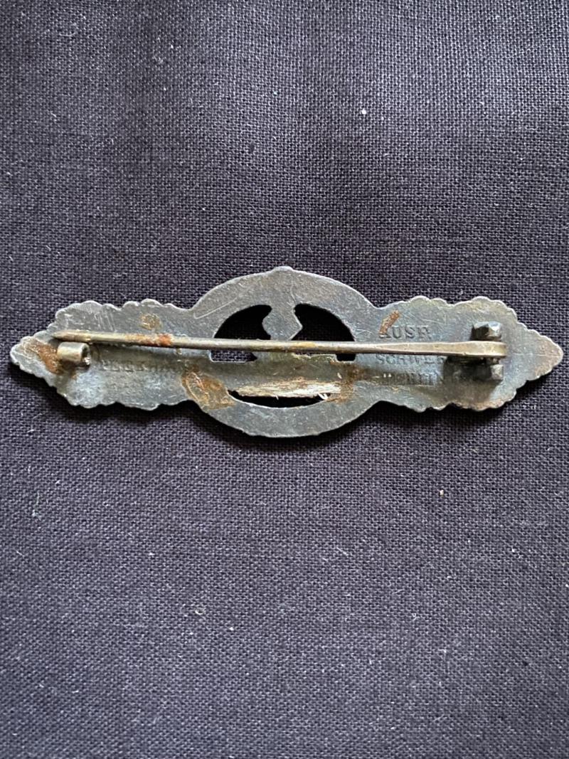 REPRODUCTION 1950s MADE WW2 GERMAN U BOAT COMBAT CLASP IN SILVER