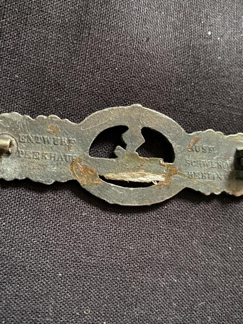 REPRODUCTION 1950s MADE WW2 GERMAN U BOAT COMBAT CLASP IN SILVER