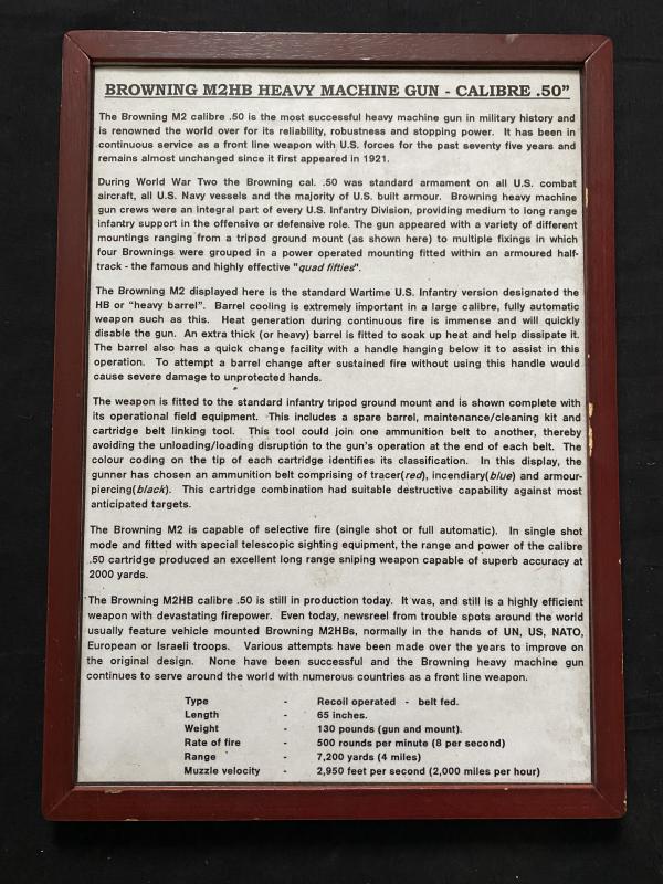 WW2 U.S .50CAL HEAVY MACHINE GUN DISPLAY BOARD