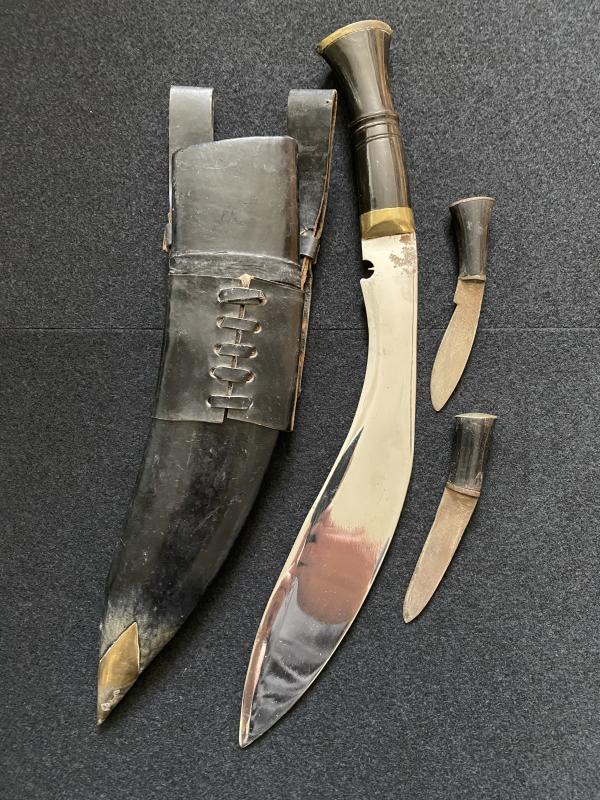 GURKHA KUKRI KNIFE WITH KARDA AND CHAKMAK BLADES