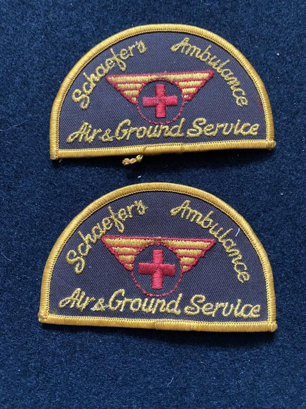 2 X SCHAEFERS AMBULANCE AIR & GROUND SERVICE PATCHES