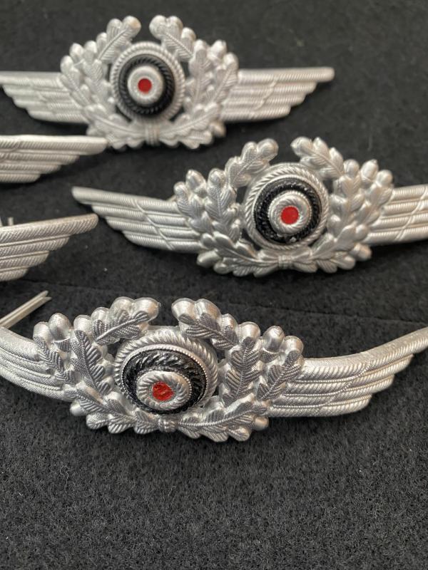 5 X WW2 GERMAN LUFTWAFFE ALUMINIUM WREATH AND COCKADE